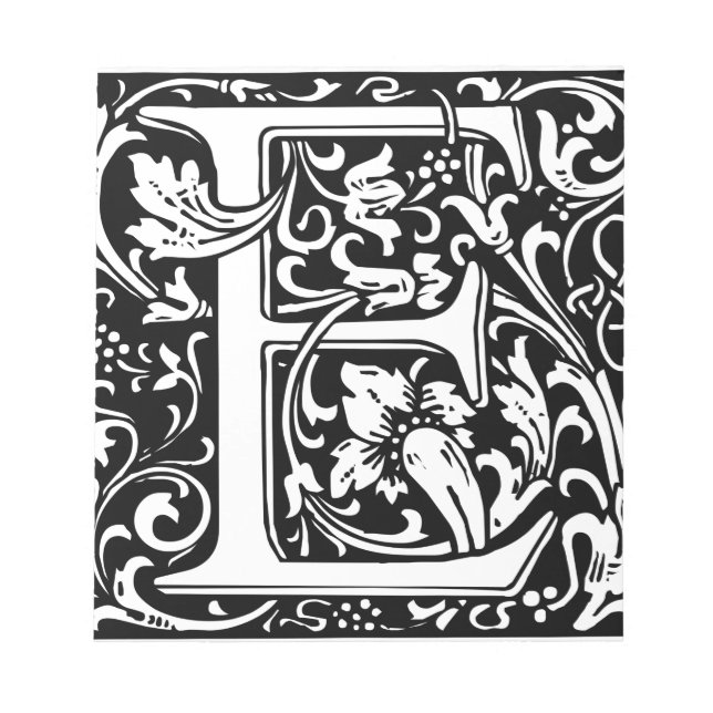 Letter E Mittelalterliche Monogramm Art Nouveau Notizblock (Vorderseite)