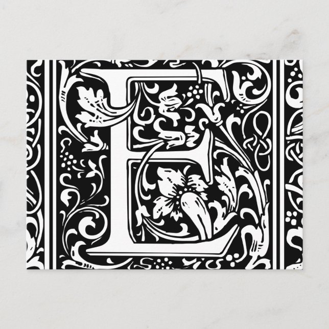 Letter E Mittelalterliche Monogramm Art Nouveau Postkarte (Vorderseite)