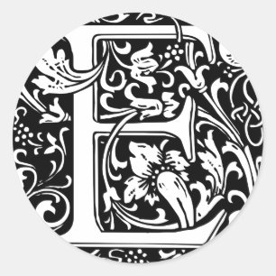 Letter E Mittelalterliche Monogramm Art Nouveau Runder Aufkleber