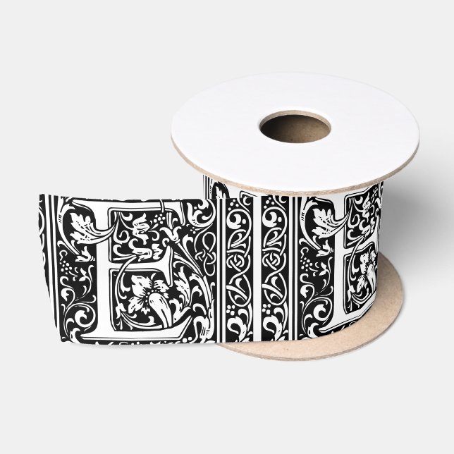 Letter E Mittelalterliche Monogramm Art Nouveau Satinband (Spule)