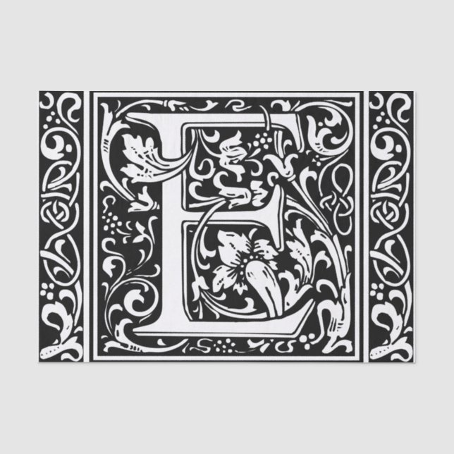 Letter E Mittelalterliche Monogramm Art Nouveau Seidenpapier (Vorderseite)