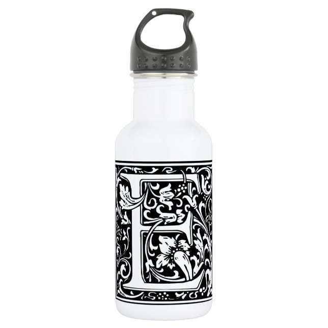 Letter E Mittelalterliche Monogramm Art Nouveau Trinkflasche (Vorderseite)