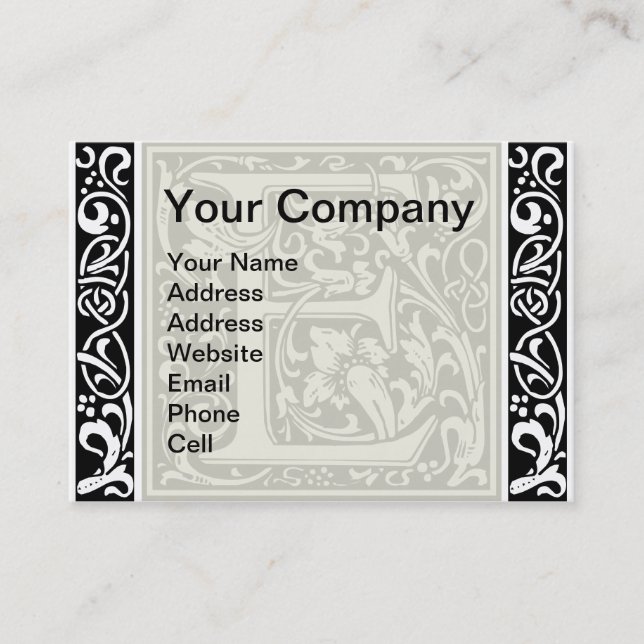 Letter E Mittelalterliche Monogramm Art Nouveau Visitenkarte (Vorderseite)