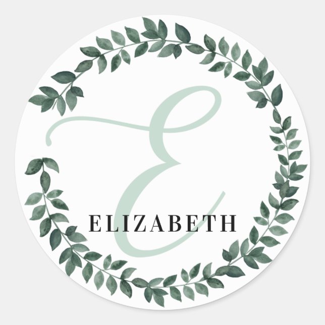 Letter E Monogram Individuelle Name Minimalistisch Runder Aufkleber (Vorderseite)