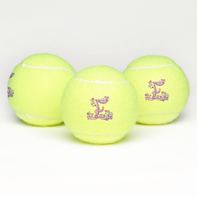 Letter E-Monogramm-Girls personalisierte Doodart Tennisbälle (Multi)