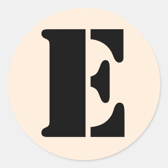 Letter E Stencil Alphabet von Janz Antique White Runder Aufkleber (Vorderseite)