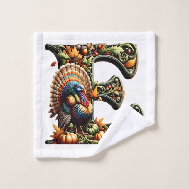 Letter E Thanksgiving style gift  Badhandtuch Set (Waschlappen)
