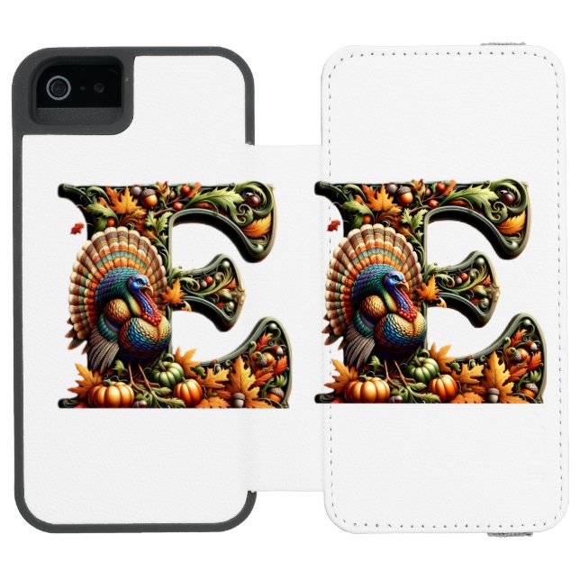 Letter E Thanksgiving style gift  Incipio iPhone Geldbeutel-Hülle (Folio Geöffnet)