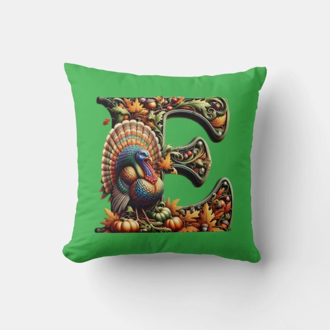 Letter E Thanksgiving style gift  Kissen (Vorderseite)