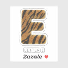 Letter E Tiger Fur Sticker