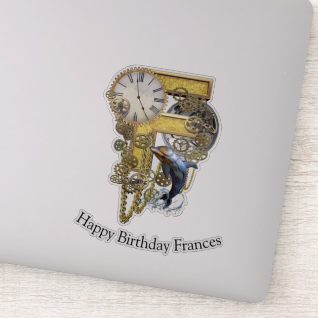 Letter F Birthday Anpassungsaufkleber Aufkleber (Detail)