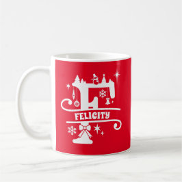Letter F Christmas Monogram, Anfangsname Rot Kaffeetasse