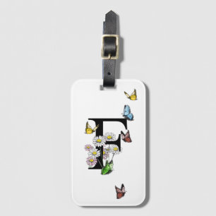 Letter F Floral Butterfly Monogram Gepäckanhänger