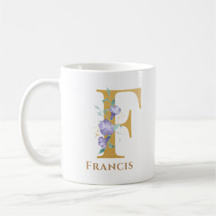 Letter F - Gold Floral Name Schwesterkollege Freun Kaffeetasse