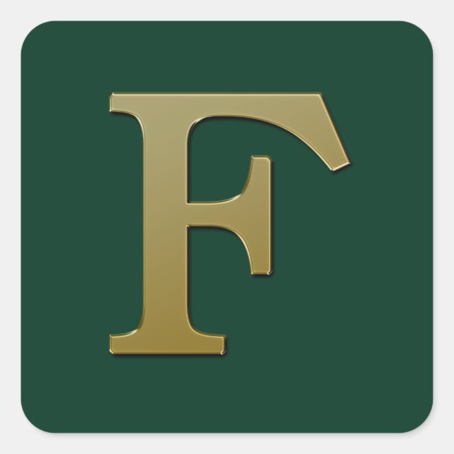 Letter F Gold Square Sticker (Vorderseite)
