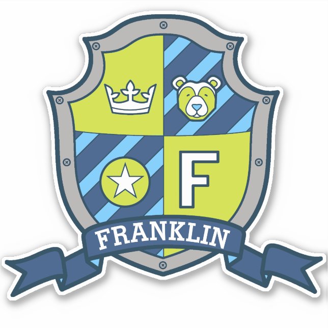 Letter F individuelle Name Franklin Ritter Wappen Aufkleber (Vorderseite)