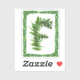 Letter F Initial Monogram, Green Fern Alphabet F Aufkleber