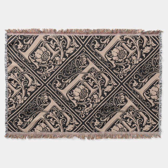 Letter F Mittelalterliche Monogram Art Nouveau Decke (Vorderseite)