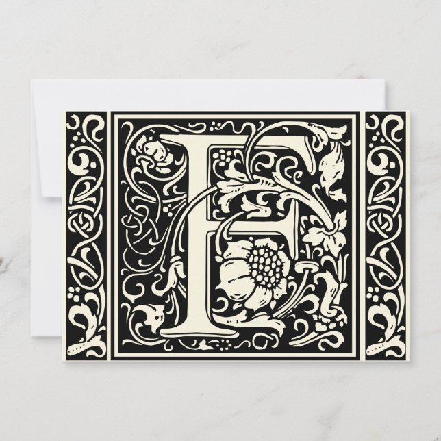 Letter F Mittelalterliche Monogram Art Nouveau Einladung (Vorderseite)