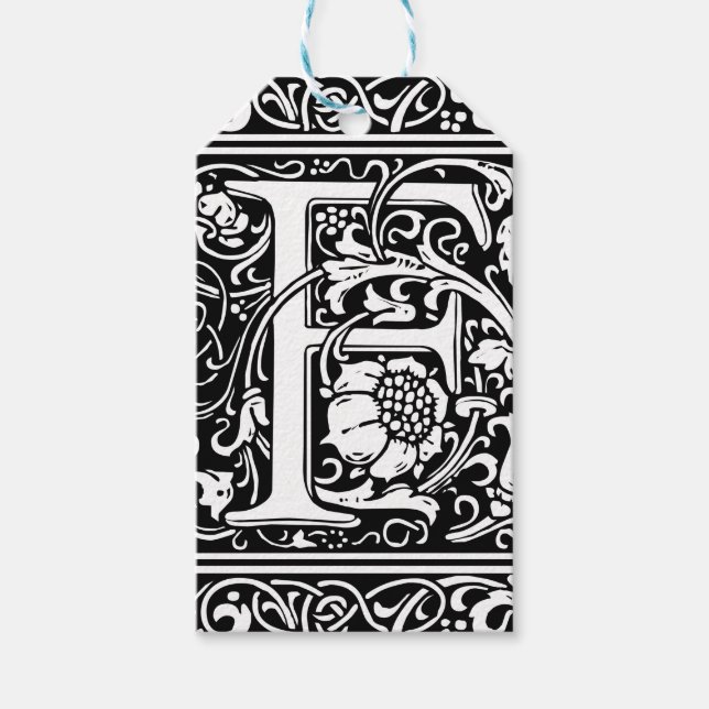 Letter F Mittelalterliche Monogram Art Nouveau Geschenkanhänger (Vorderseite)