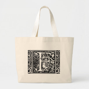 Letter F Mittelalterliche Monogram Art Nouveau Jumbo Stoffbeutel
