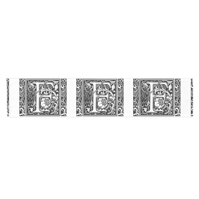 Letter F Mittelalterliche Monogram Art Nouveau Kurzer Tischläufer (Horizontal)