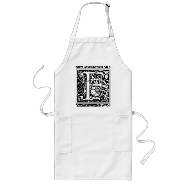 Letter F Mittelalterliche Monogram Art Nouveau Lange Schürze (Vorne)