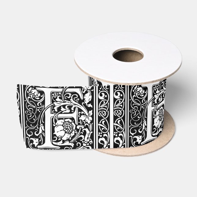Letter F Mittelalterliche Monogram Art Nouveau Satinband (Spule)