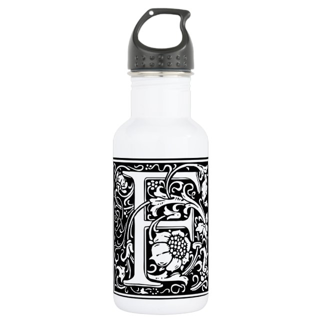 Letter F Mittelalterliche Monogram Art Nouveau Trinkflasche (Vorderseite)