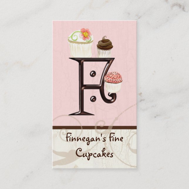 Letter F Monogram Desserery Business Cards Visitenkarte (Vorderseite)