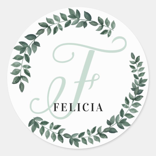 Letter F Monogram Individuelle Name Minimalistisch Runder Aufkleber (Vorderseite)