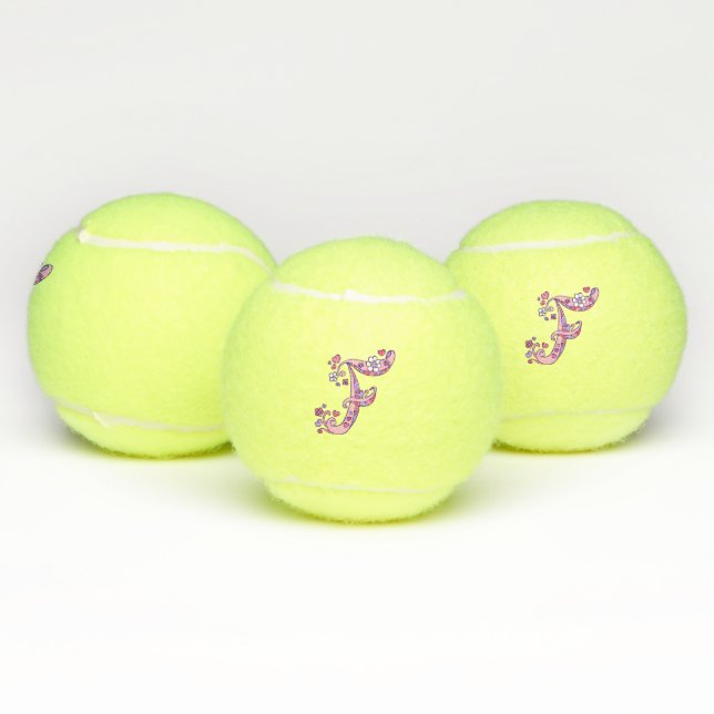 Letter F monogramm Girls personalisiert doodle art Tennisbälle (Multi)
