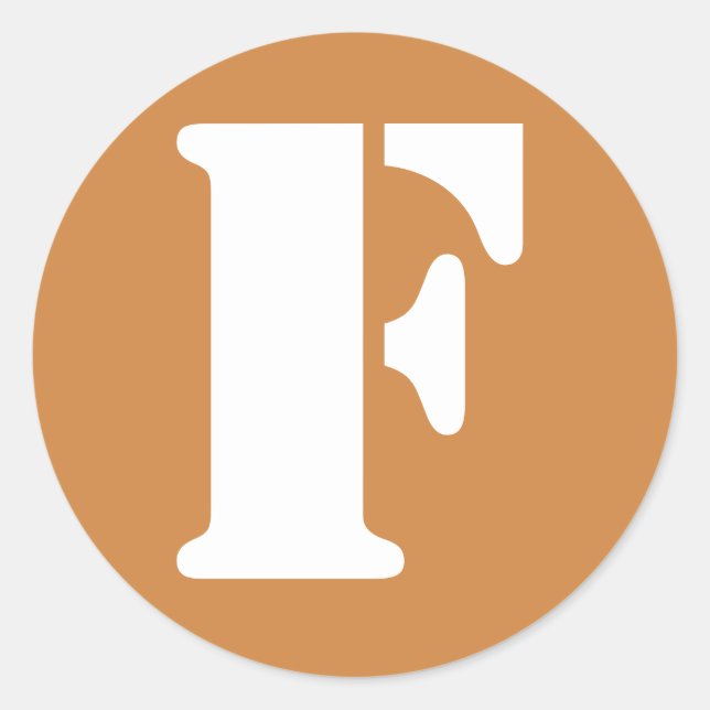 Letter F Peru Gold Stencil Alphabet von Janz Runder Aufkleber (Vorderseite)