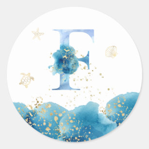*~* LETTER F - Sea Ocean Beach Umschlag Aufkleber