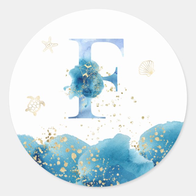 *~* LETTER F - Sea Ocean Beach Umschlag Aufkleber (Vorderseite)