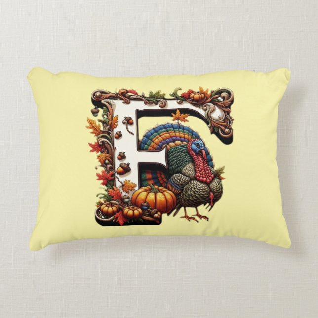 Letter f Thanksgiving gift style  Dekokissen (Vorderseite)