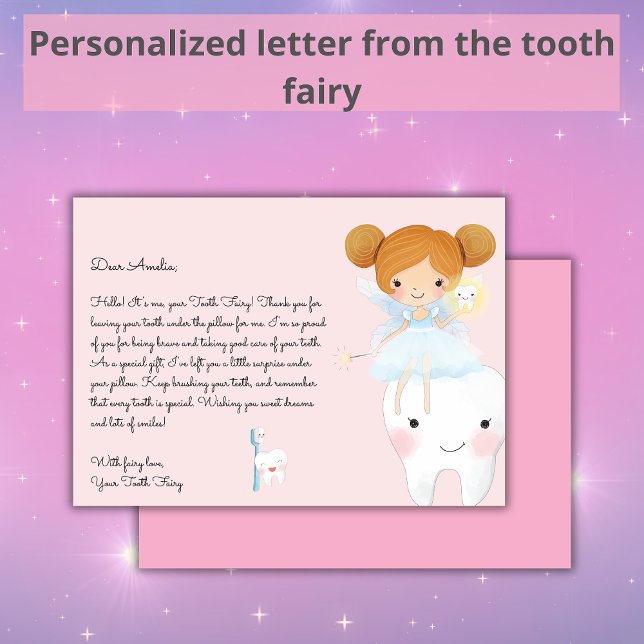 Letter from Tooth Fairy Blush Pink Girl Card Einladung (Von Creator hochgeladen)