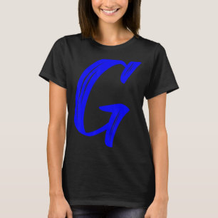 Letter G Alphabet Large Blue Graphal T-Shirt