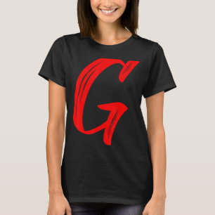 Letter G Alphabet Large Red Graphal Initial T-Shirt