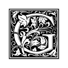 Letter G Art Nouveau Schwarz/Weiß Tile Permastempel