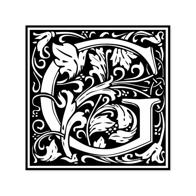 Letter G Art Nouveau Schwarz/Weiß Tile Permastempel (Design)