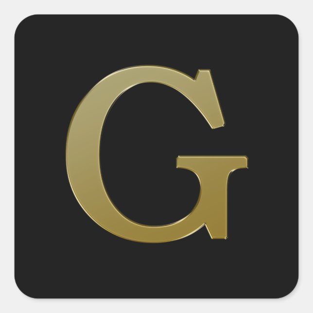 Letter G Gold Square Sticker (Vorderseite)