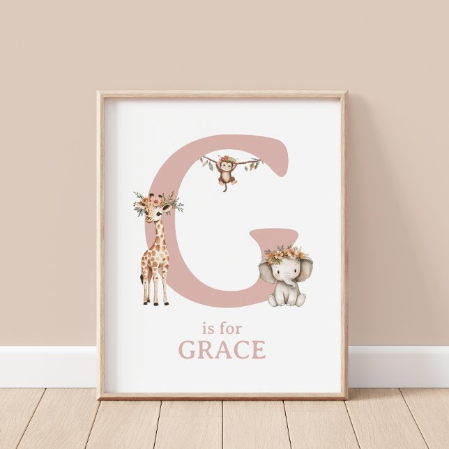 Letter G Monogram Boho Safari Animes Kinderzimmer  Poster (Von Creator hochgeladen)