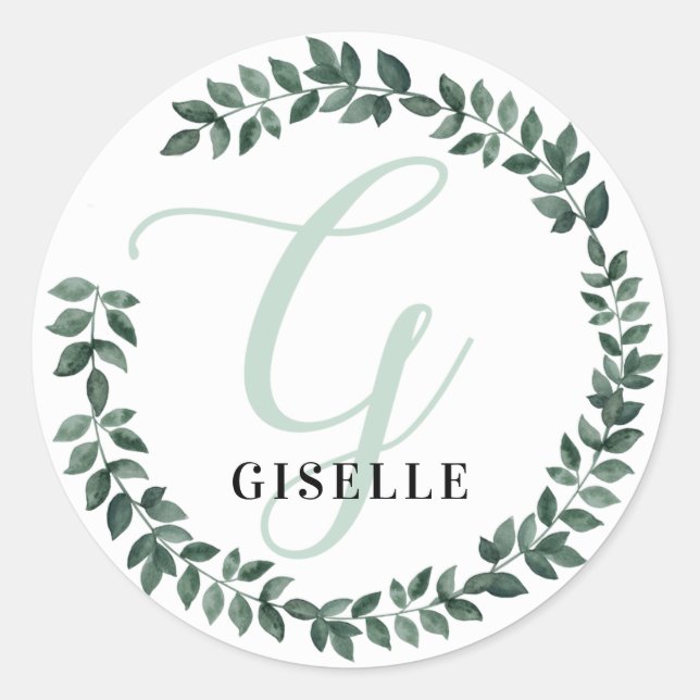 Letter G Monogram Individuelle Name Minimalistisch Runder Aufkleber (Vorderseite)