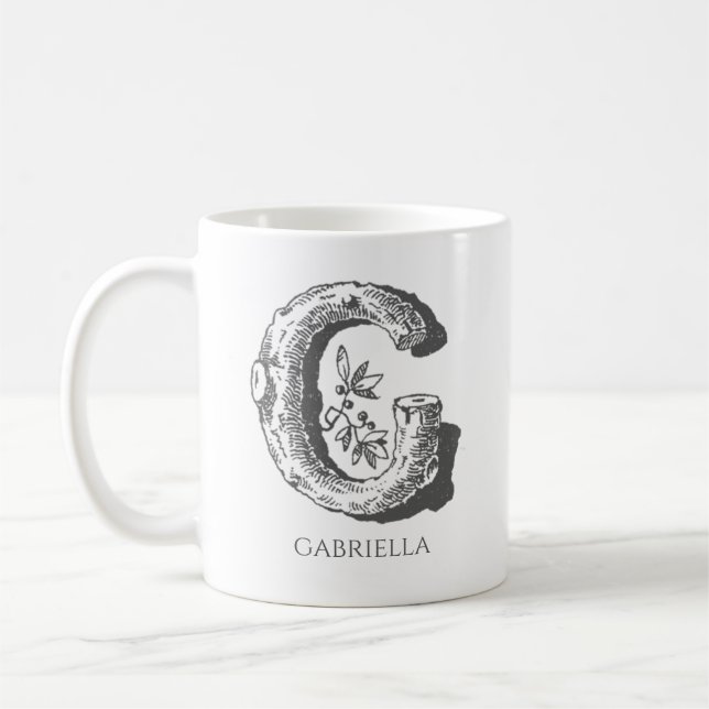 Letter G Monogram, Modern Name Kaffeetasse (Links)