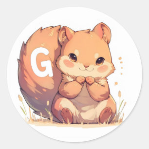 Letter G Squirrel Runder Aufkleber