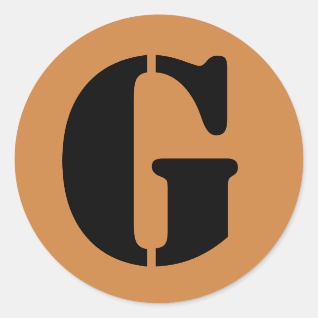 Letter G Stencil Alphabet von Janz Peru Gold Runder Aufkleber (Vorderseite)