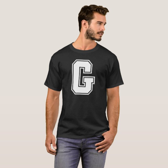 Letter G University Style Personalisiert Alphabet T-Shirt (Vorne ganz)