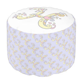 Letter H Anfangsbuchstaben lila weißer Pouf Hocker