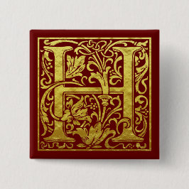 Letter H First Letter Imitats Gold Button